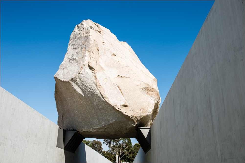 Energize. Photograph of the Levitated Mass exhibit at Los Angeles County Museum of Art (LACMA). Photograph by Jeff Kauffman.