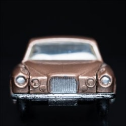 From the Carface collection. Jaguar MK10, Matchbox Series No. 28. A color photograph by Jeff Kauffman of a vintage matchbox car. ©Jeff Kauffman