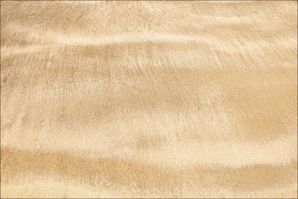 Sand Flows (Water Marks) Collection. Sand Flow 230829A0043. A photograph by Jeff Kauffman showing abstract forms made by water flowing over beach sand. These natural patterns are sometimes subtle, sometimes rough, always interesting. ©Jeff Kauffman