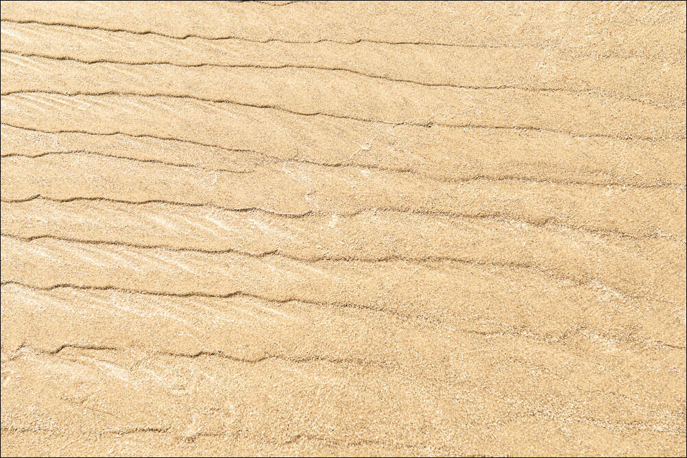 Sand Flows (Water Marks) Collection. Sand Flows 230829A0049. A photograph by Jeff Kauffman showing abstract forms made by water flowing over beach sand. These natural patterns are sometimes subtle, sometimes rough, always interesting. ©Jeff Kauffman