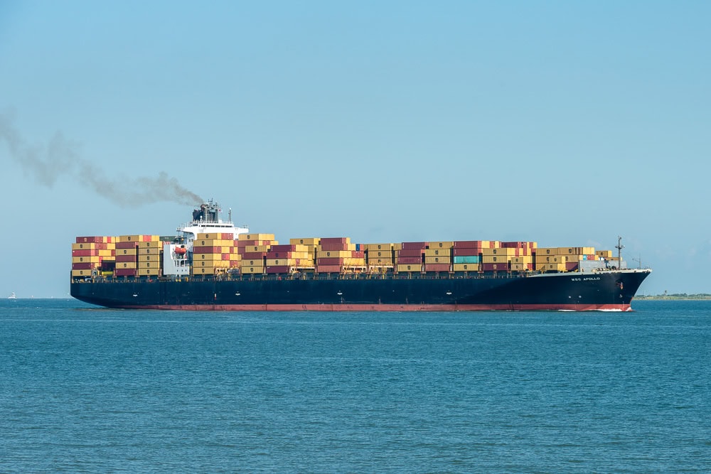 Photo of container ship MSC APOLLO in the Houston Ship Channel. ©Jeff Kauffman. From the artist's Waterline collection.